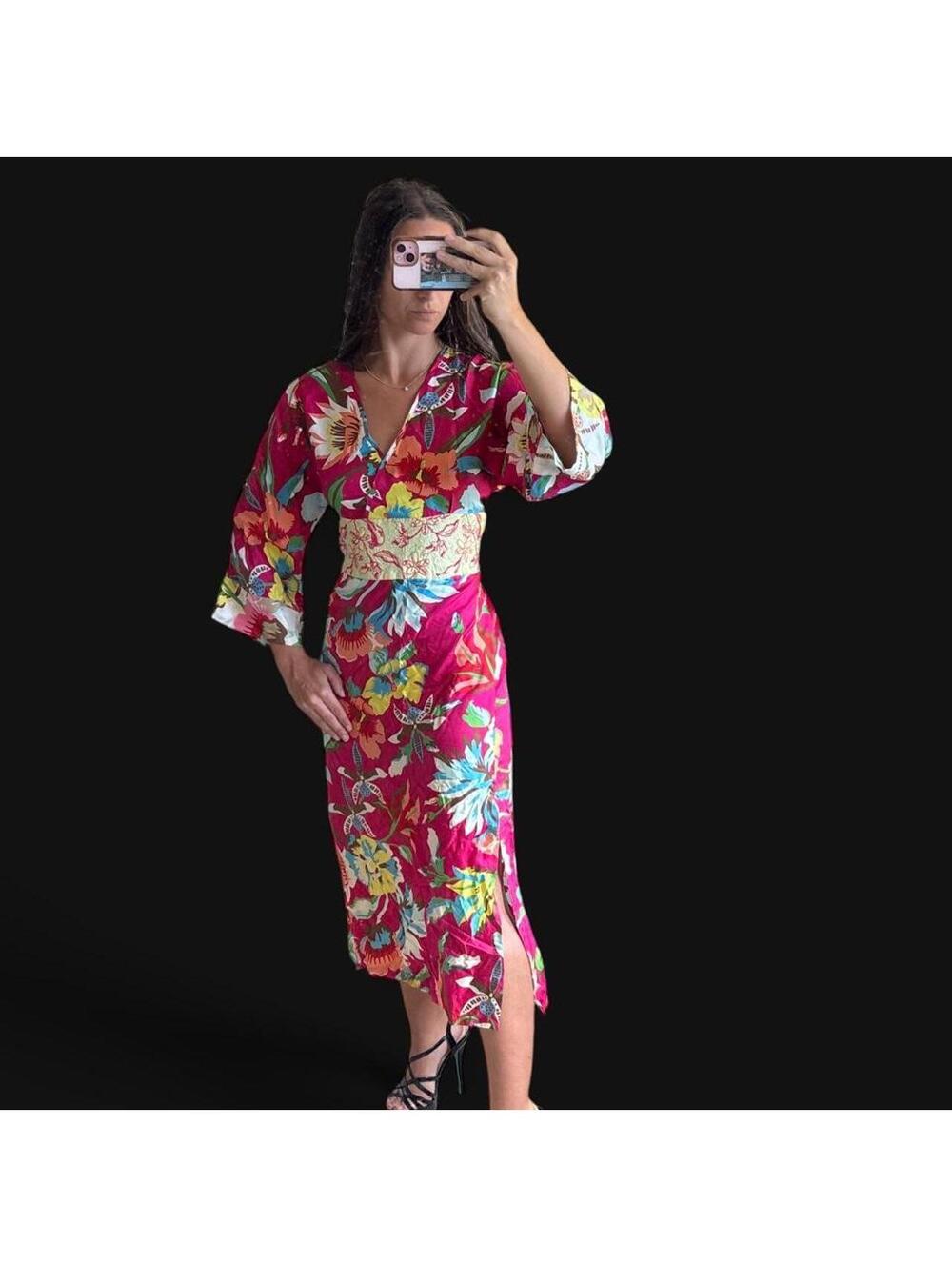Oilily Floral Embroidered Midi Dress – Size 38 🌺
